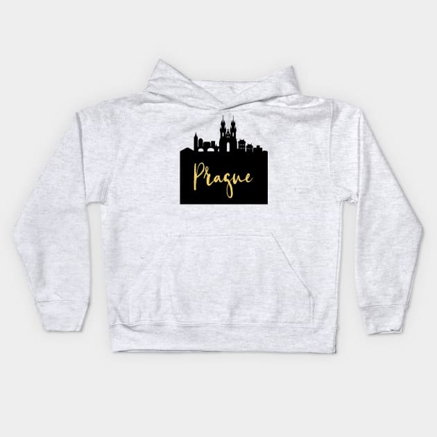 PRAGUE CZECH REPUBLIC DESIGNER SILHOUETTE SKYLINE ART Kids Hoodie by deificusArt